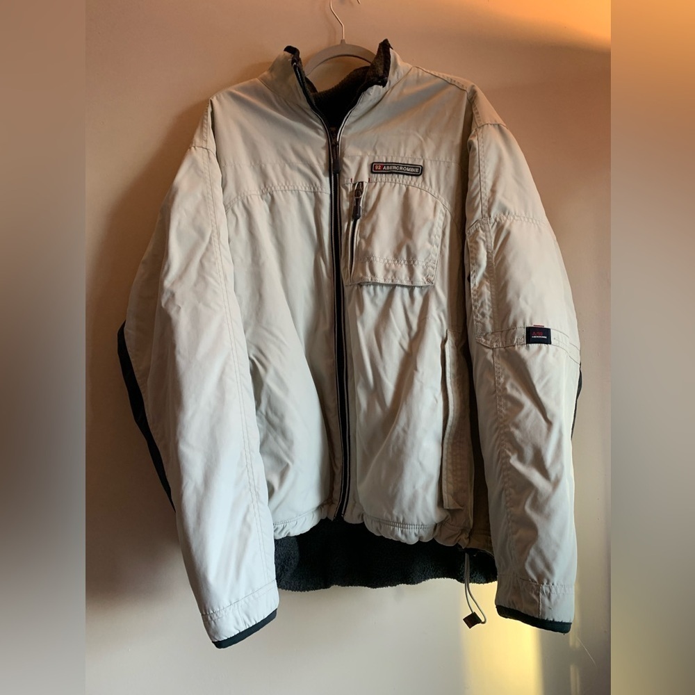 Abercrombie & Fitch Men's Beige Ski Jacket Coat A/92 Vintage Winter Outerwear XL